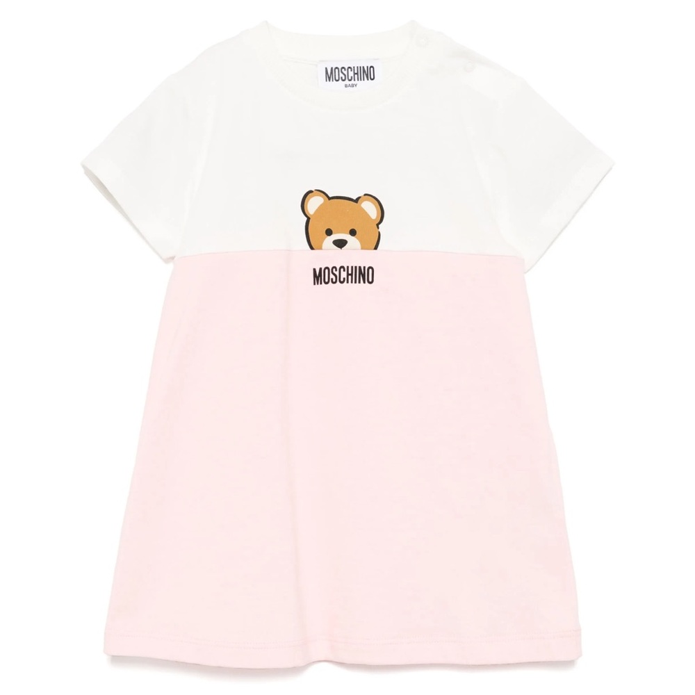 Moschino Kids Pink and White Bear Tee